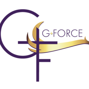 A stylized logo with the text 'G Force' in purple and gold.